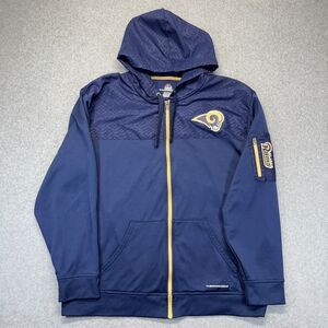 Majestic NFL Rams Thermabase Full Zip Hoodie Men’s 2XL Blue Gold